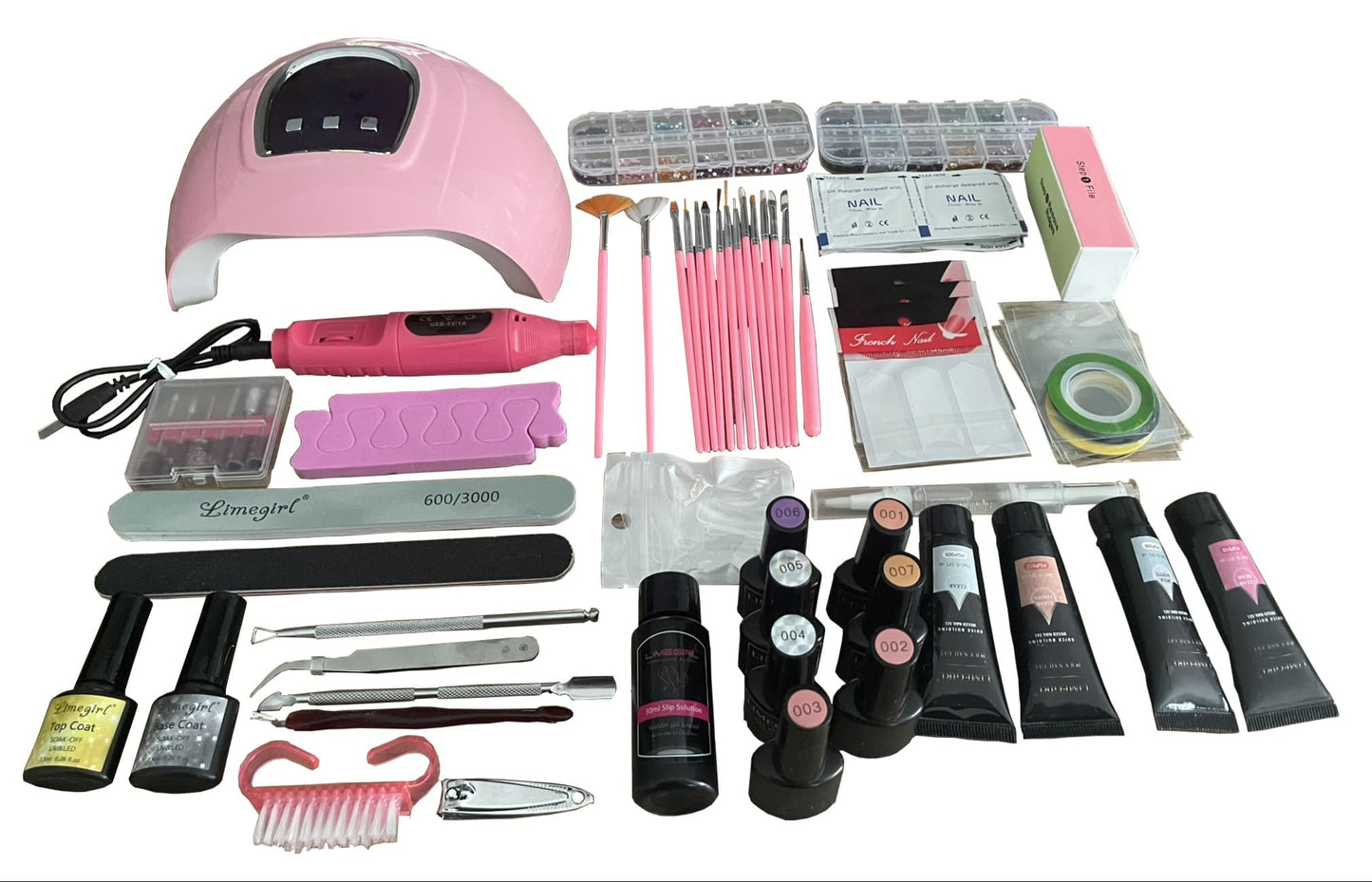 Coffret Ongles Gel UV & Acrygel - Lampe, Ponceuse & Accessoires Inclus - Ongles Sublimes Facilement