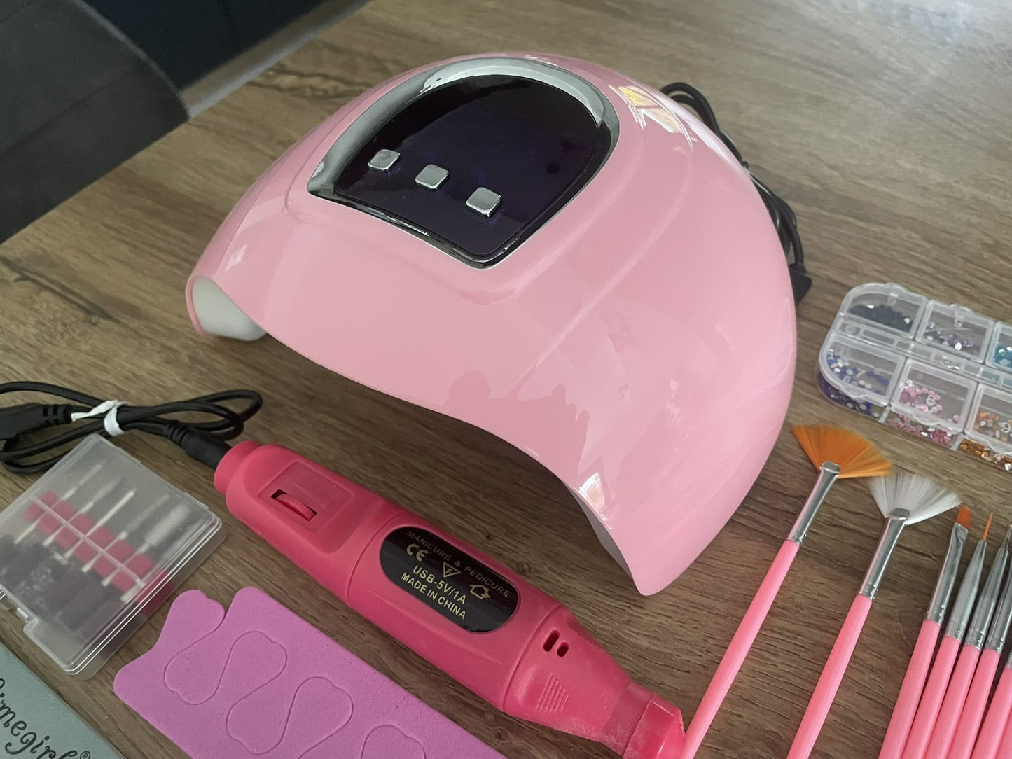 Coffret Ongles Gel UV & Acrygel - Lampe, Ponceuse & Accessoires Inclus - Ongles Sublimes Facilement